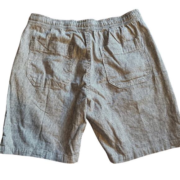 New Mens Size Medium Gap Easy Short Blue Hickory Stripe 8" Inseam Linen Blend - Picture 2 of 11